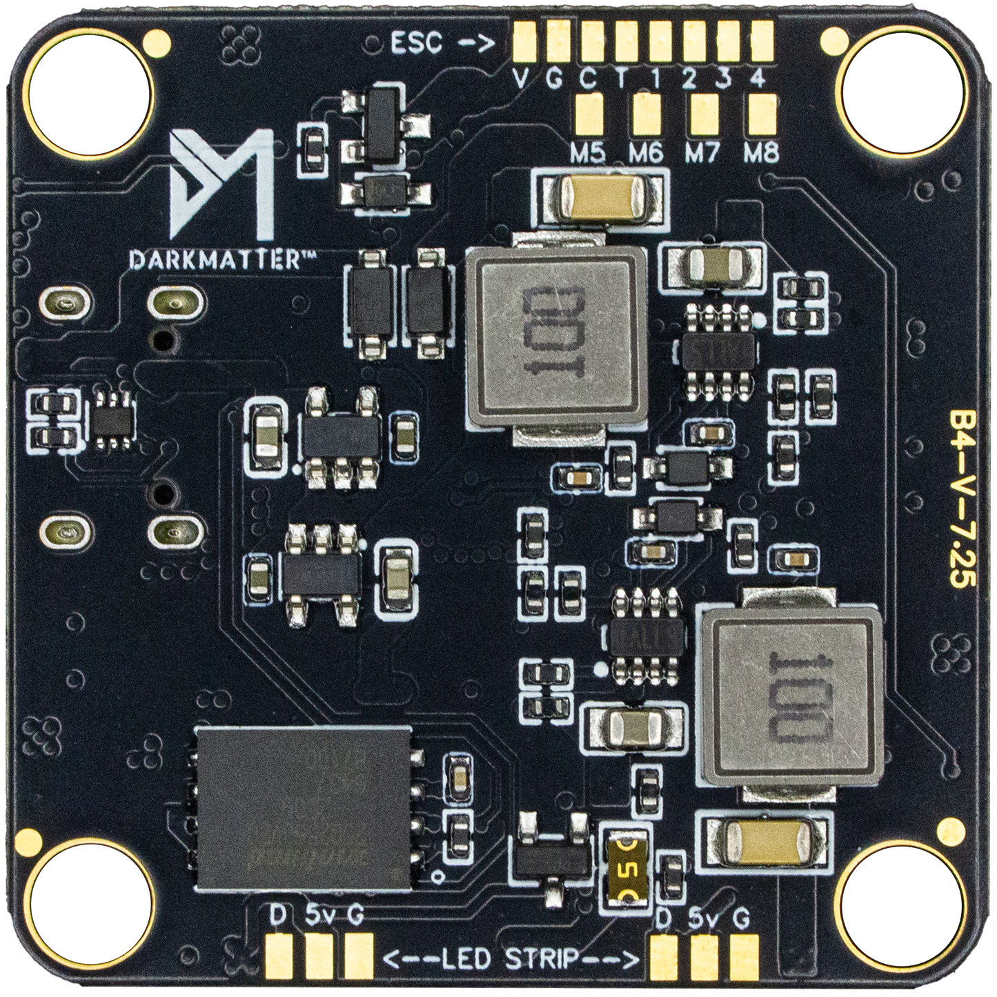 Electronic circuit board with various components on a white background